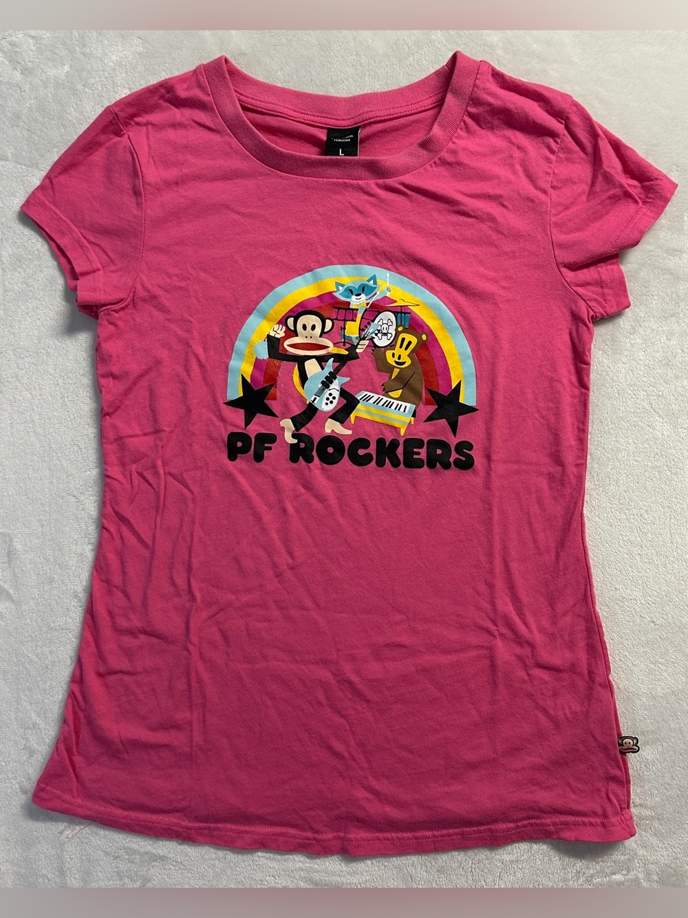 2013 PAUL FRANK women's pink "PF rockers" graphic tee, L.